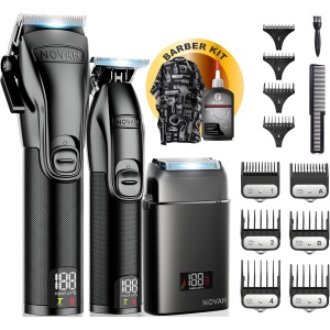 NOVAH Barber Cordless Clippers and Trimmer Set